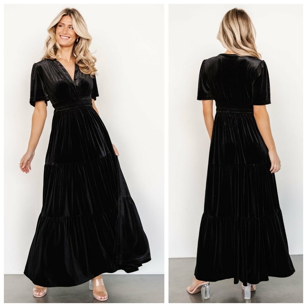 Baltic Born Artemis Black Velvet Maxi Dress